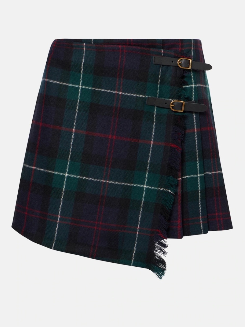 Polo by Ralph Lauren Navy and Green Plaid Wrap Mini Skirt